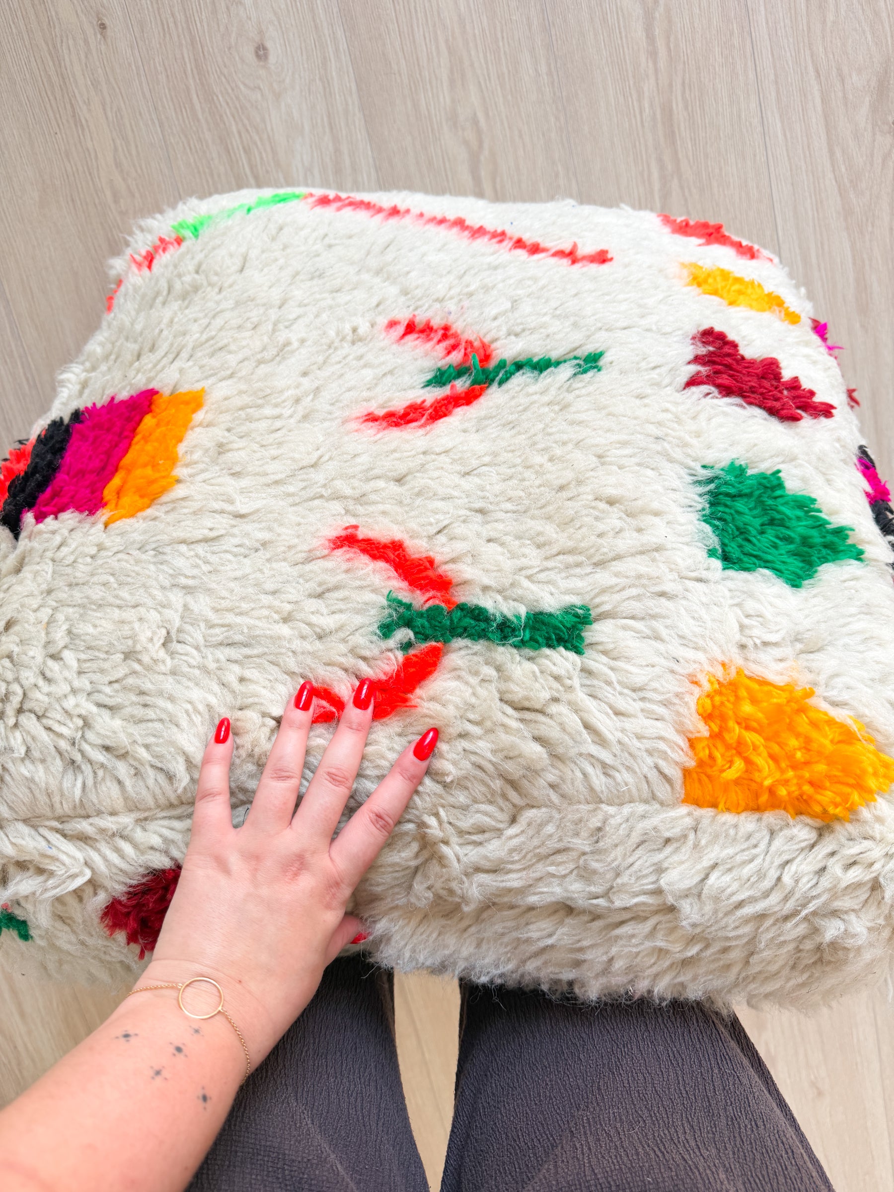 Pouf Marocain, pouf berbère coloré - 60 x 60 cm - n°124