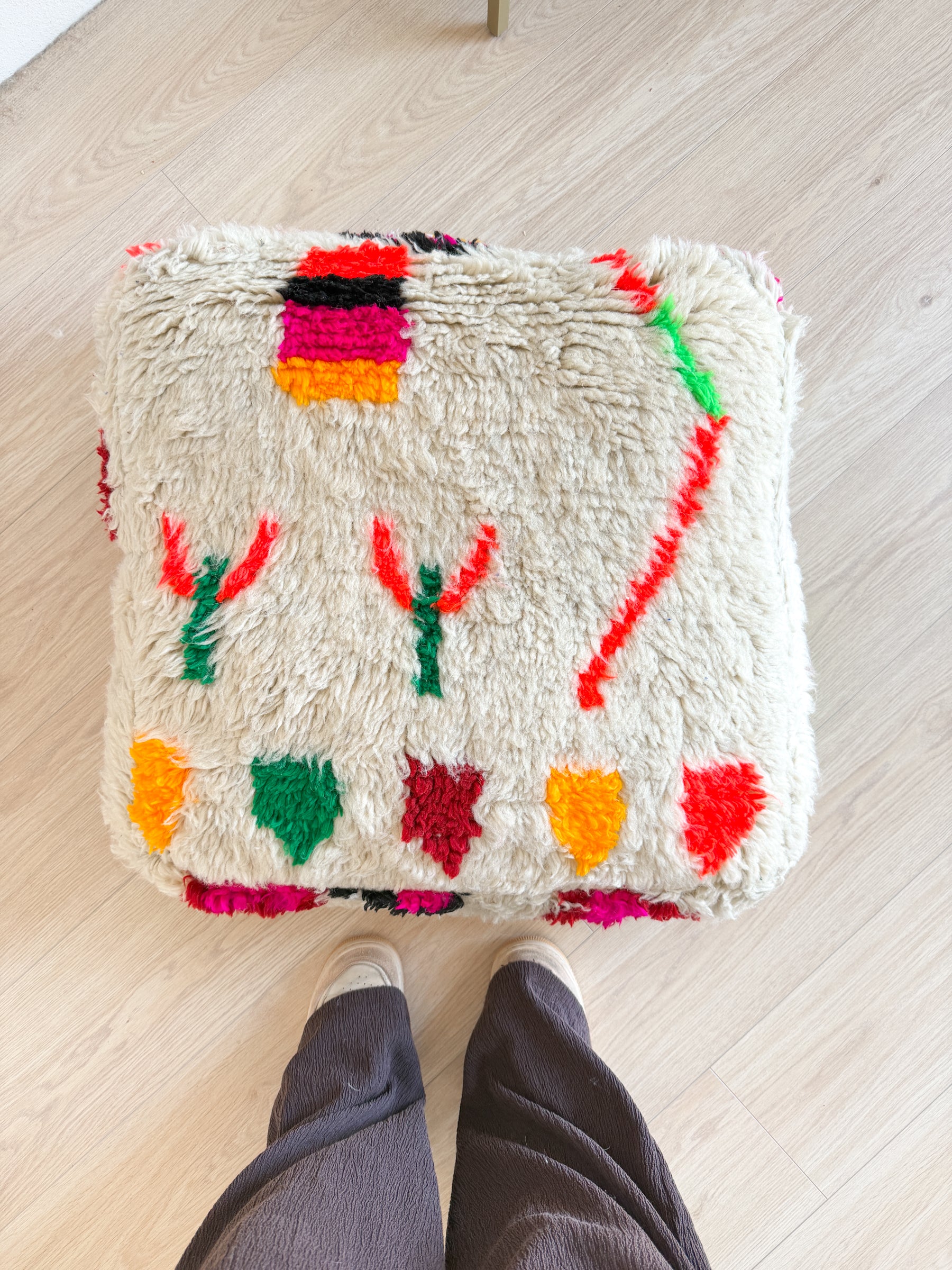Pouf Marocain, pouf berbère coloré - 60 x 60 cm - n°124