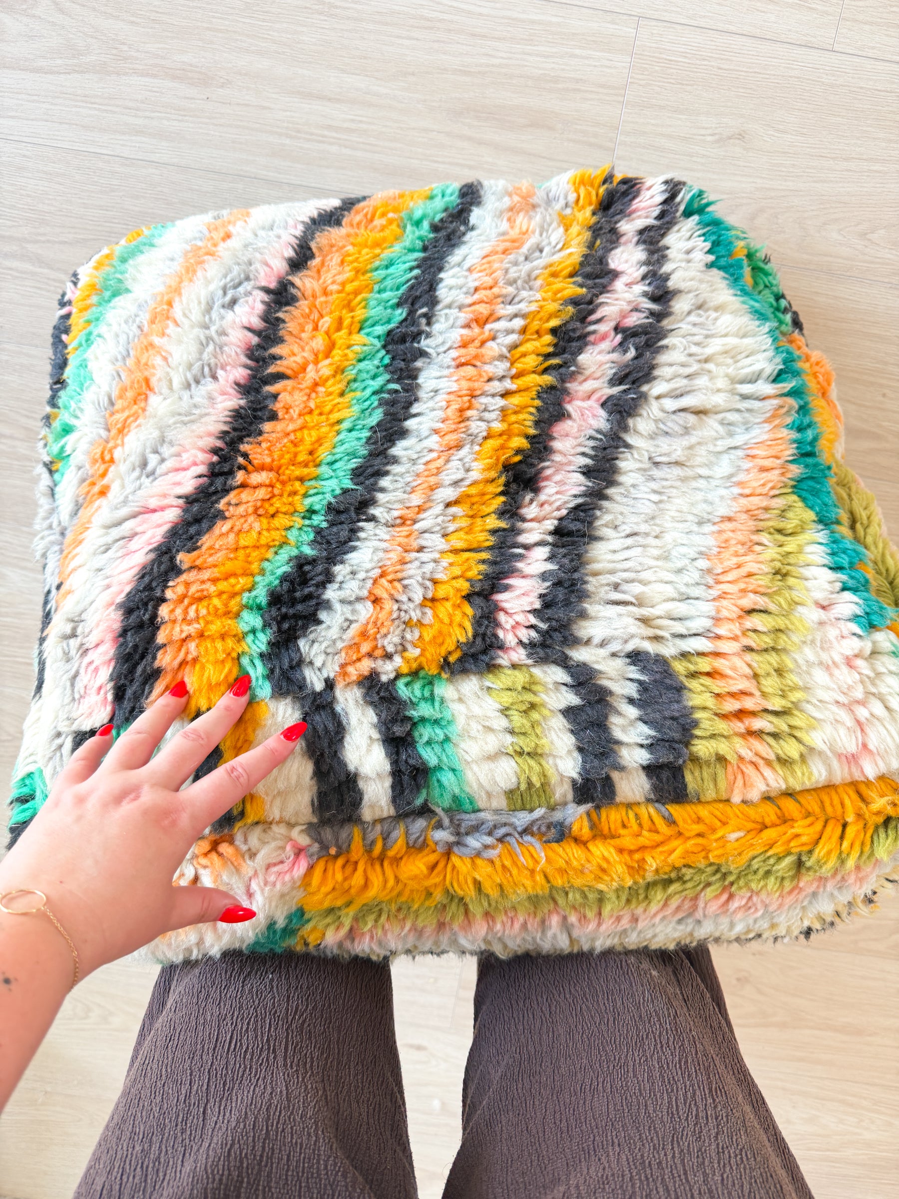 Pouf Marocain, pouf berbère coloré - 60 x 60 cm - n°125
