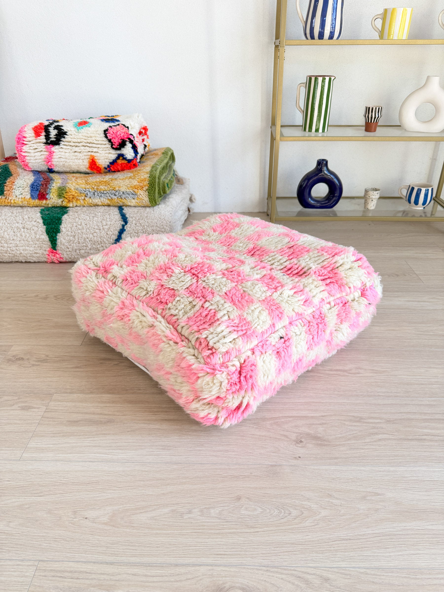 Pouf Marocain, pouf berbère coloré - 60 x 60 cm - n°87