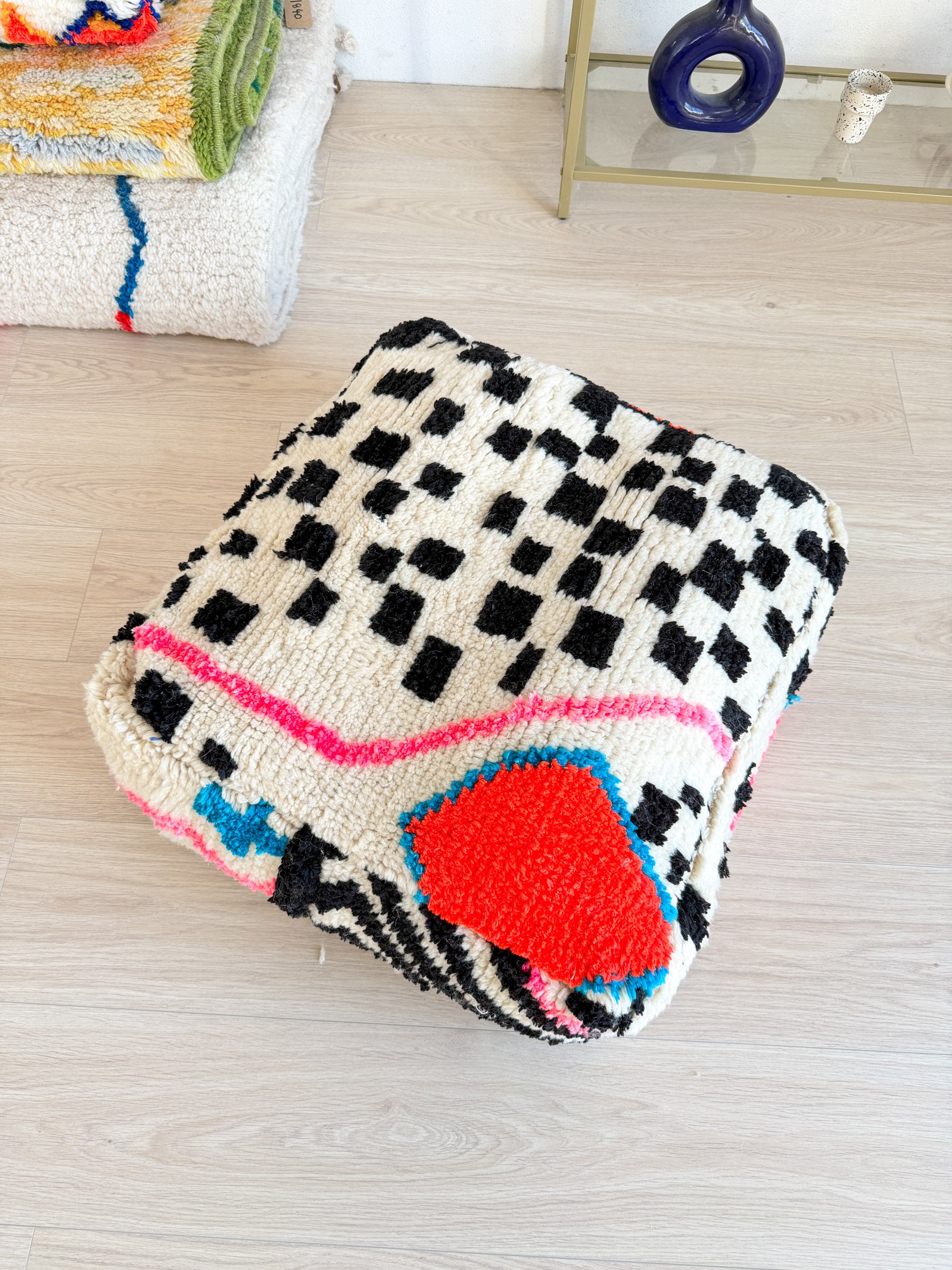 Pouf Marocain, pouf berbère coloré - 60 x 60 cm - n°86