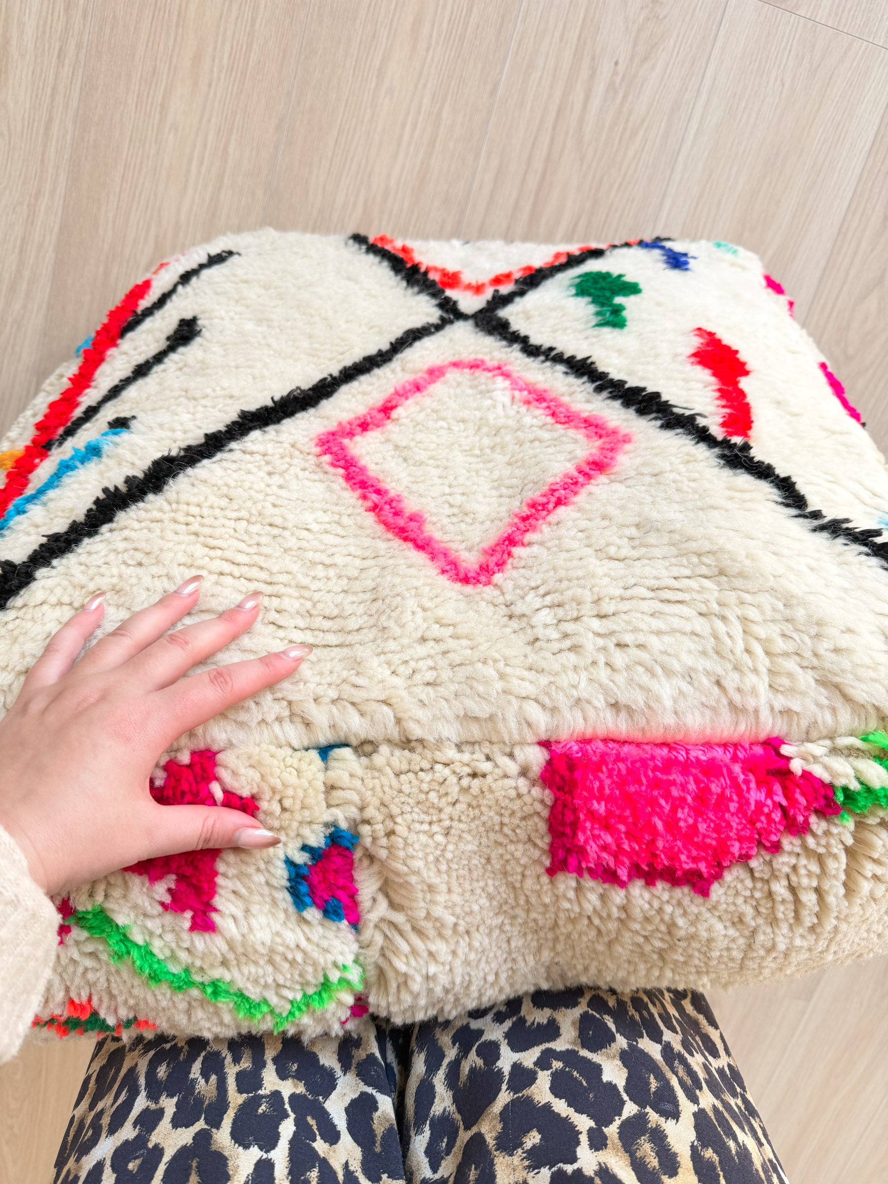 Pouf Marocain, pouf berbère coloré - 60 x 60 cm - n°82