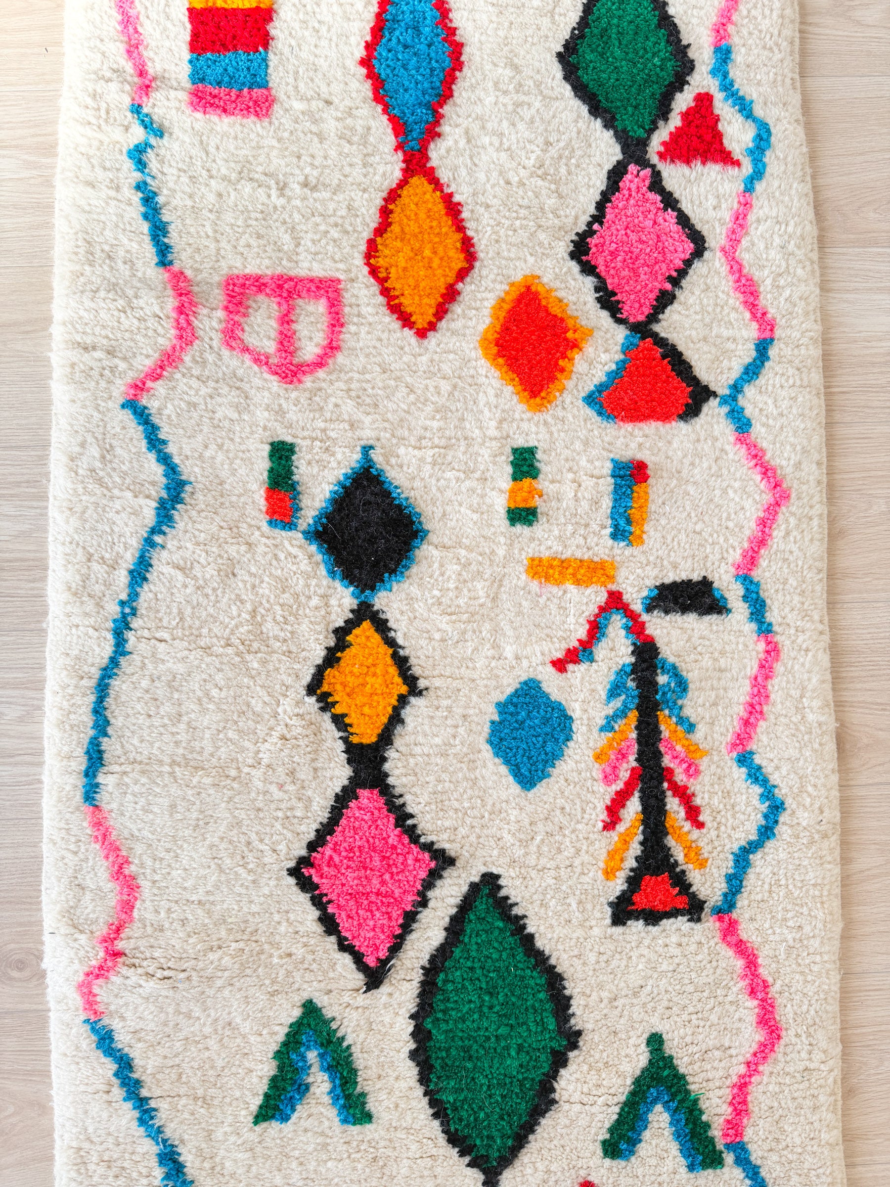 Farbenfroher Berber-Läuferteppich 80 x 383 cm - Nr. 2324