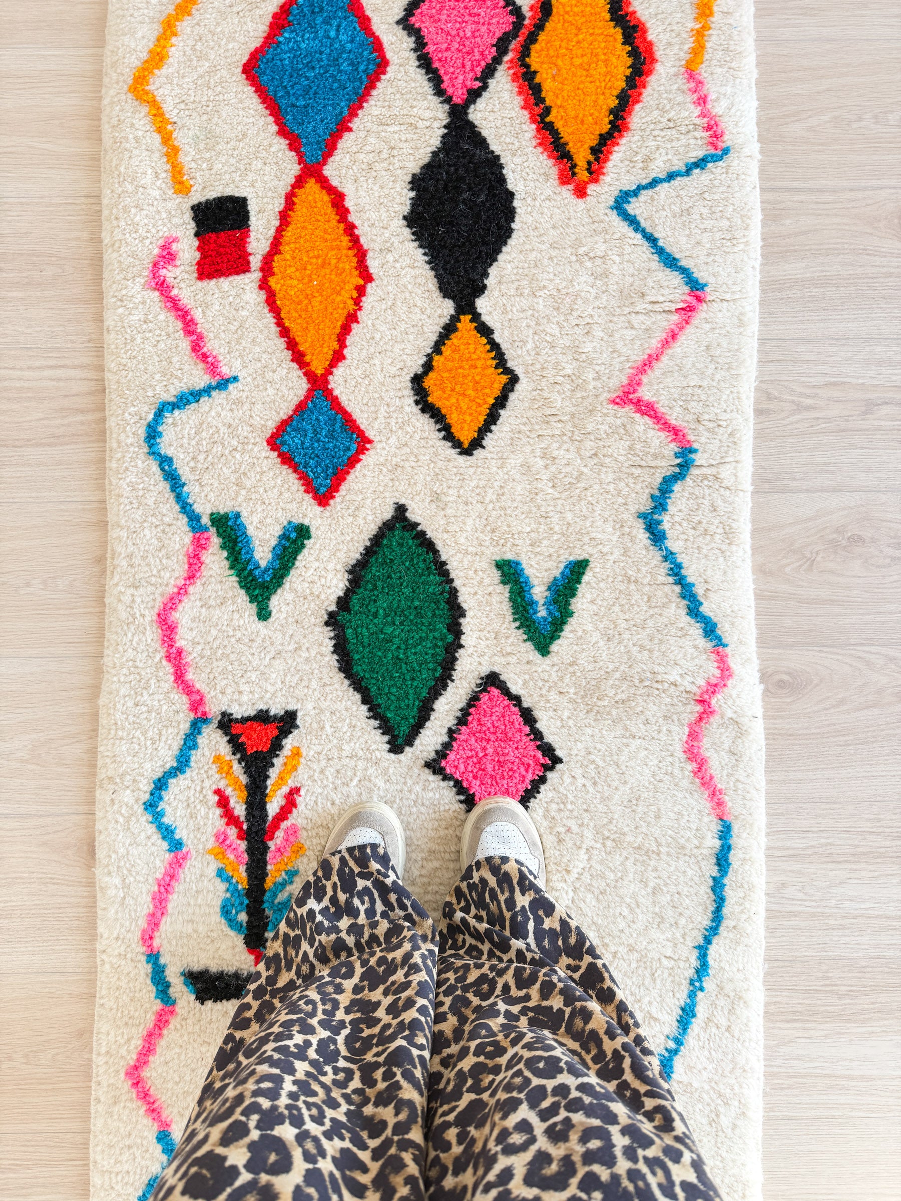 Farbenfroher Berber-Läuferteppich 80 x 383 cm - Nr. 2324