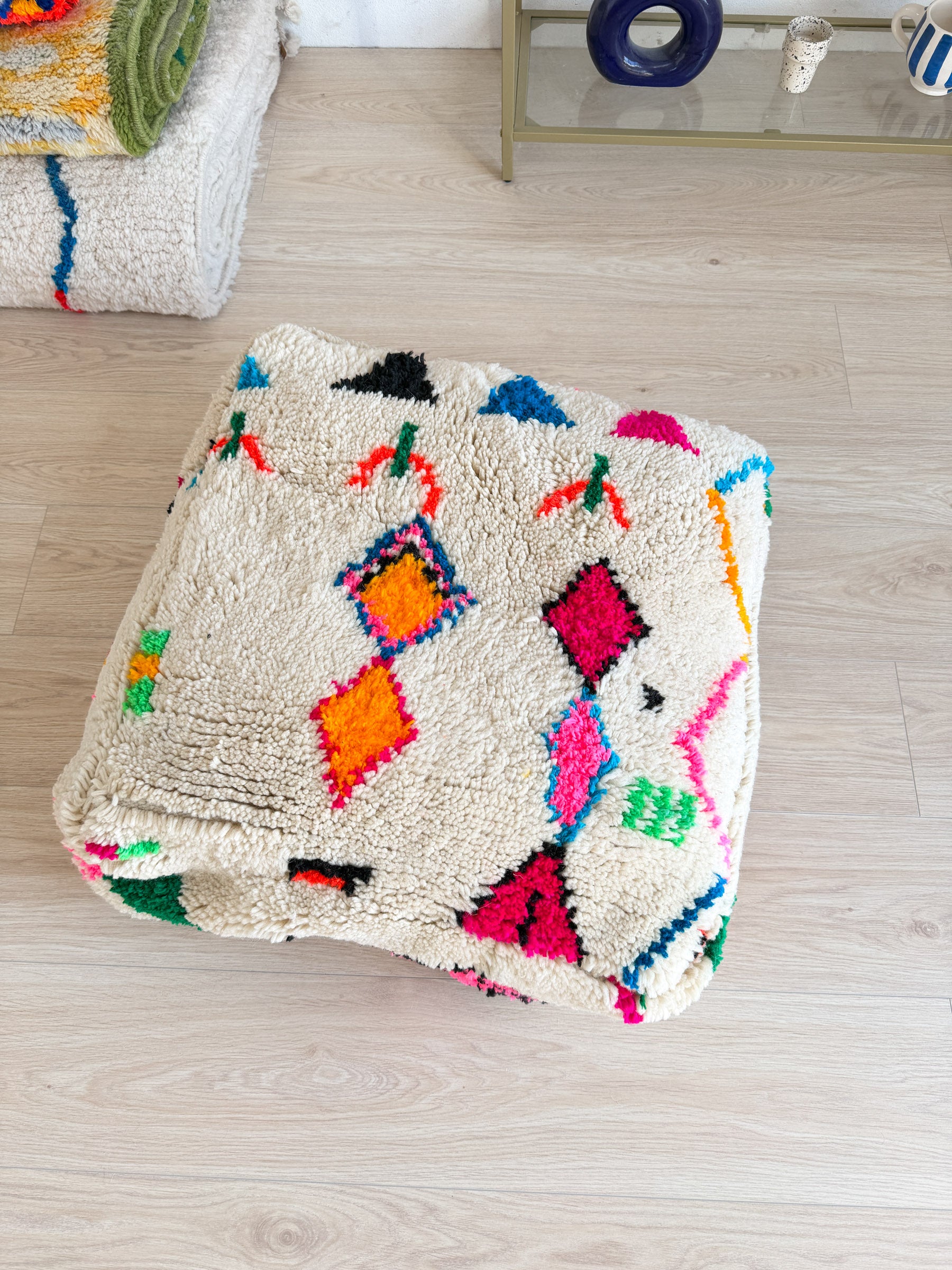 Pouf Marocain, pouf berbère coloré - 60 x 60 cm - n°75