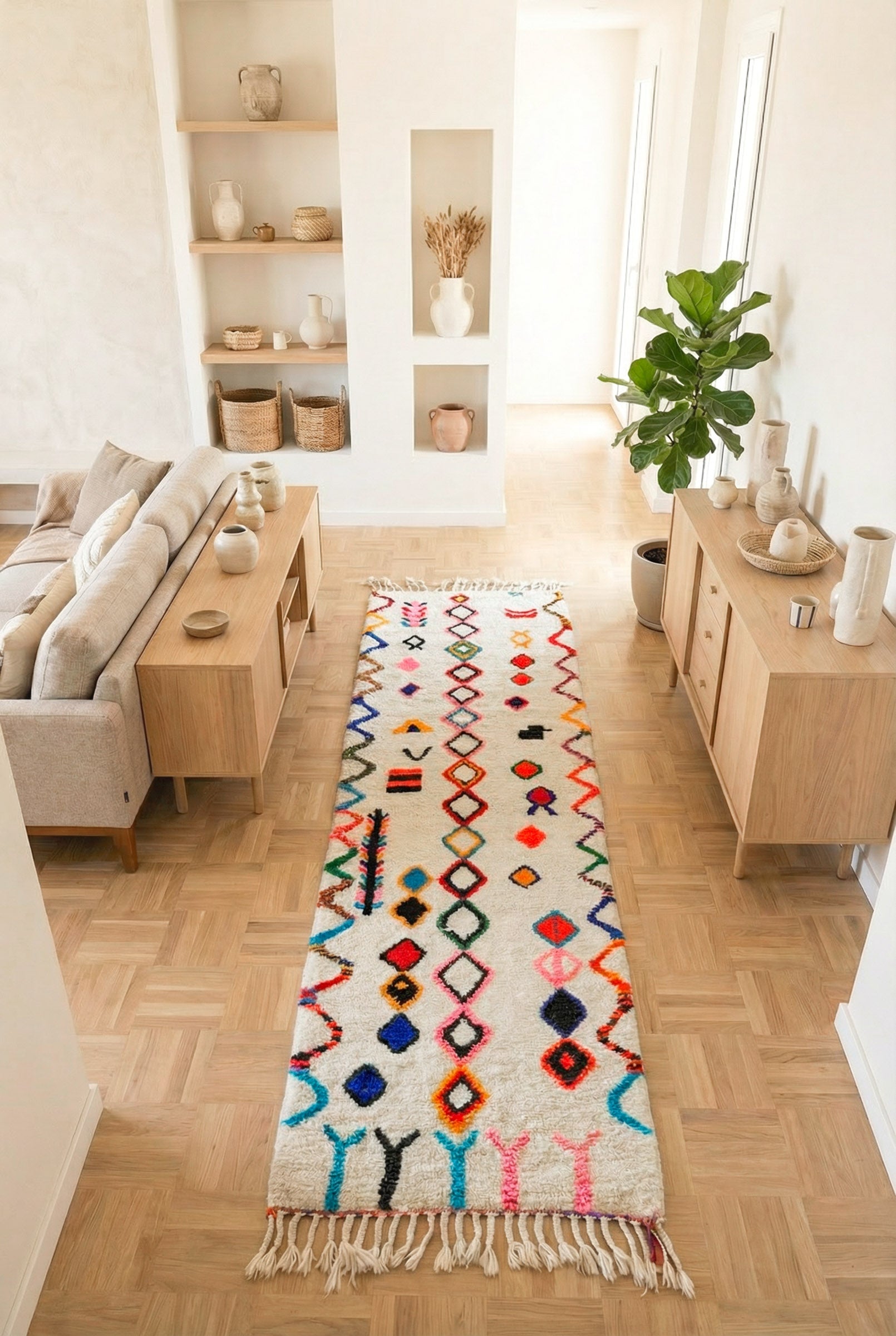 Tapis de couloir berbère coloré 87 x 310 cm - n°2334