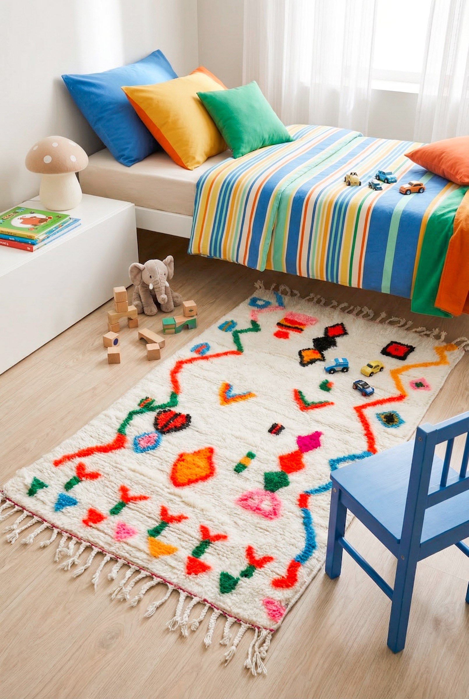 Bunter Berberteppich 96 x 169 cm - Nr. 2439