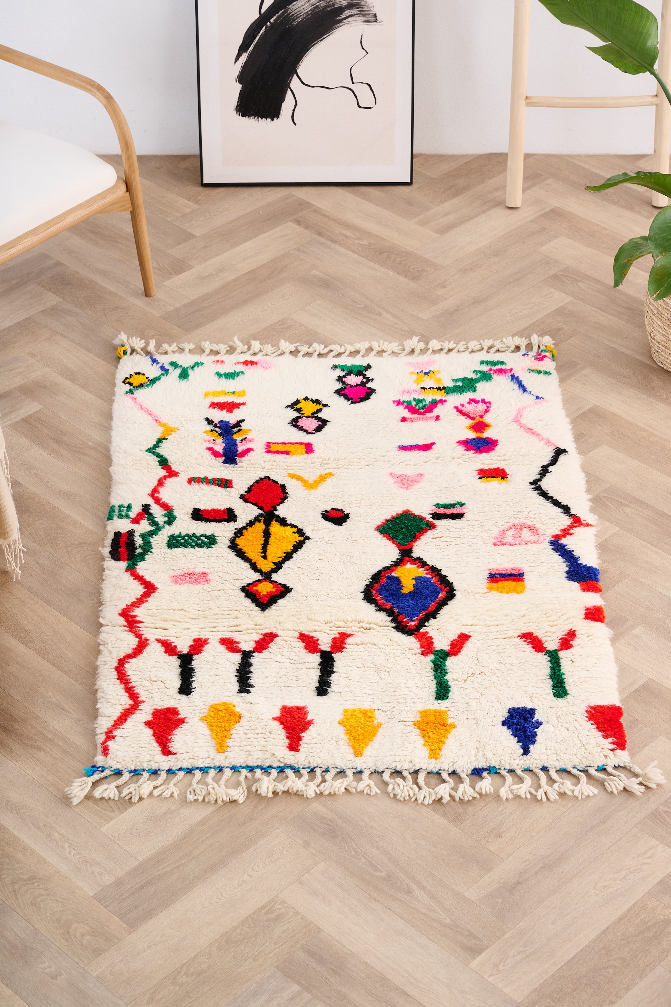 Tapis berbère coloré 104 x 150 cm - n°1076