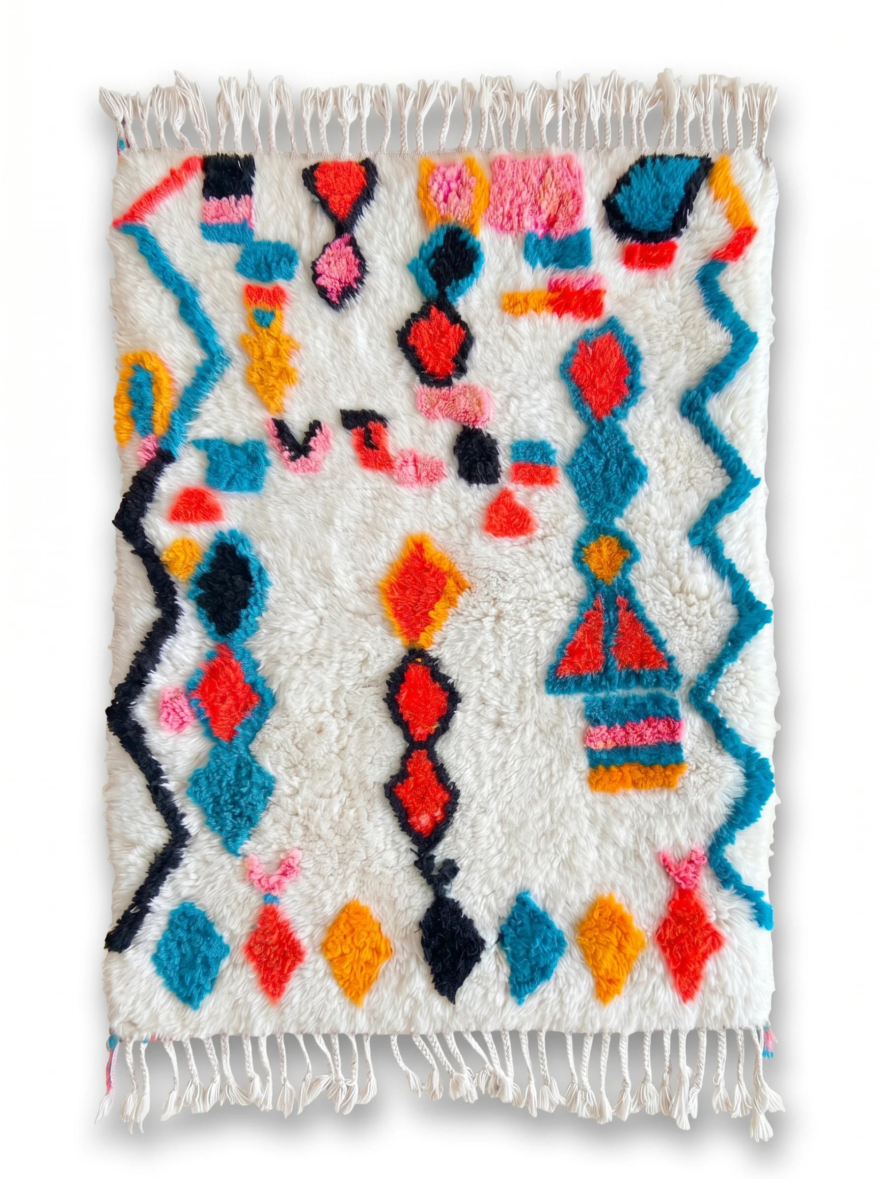 Tapis berbère coloré 102 x 161 cm, fait main en laine | Tamazi