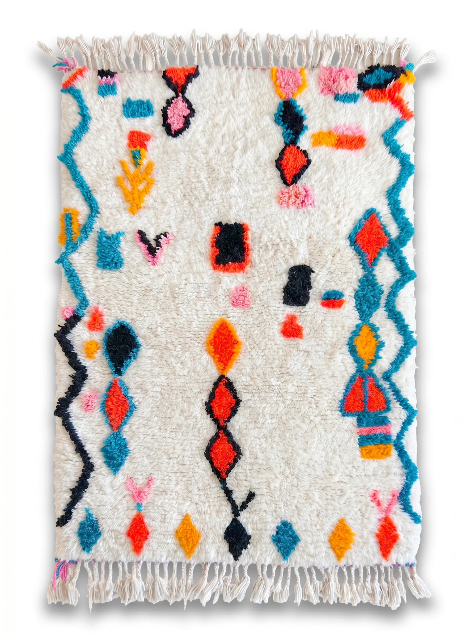 Tapis berbère coloré 104 x 180 cm, fait main en laine | Tamazi