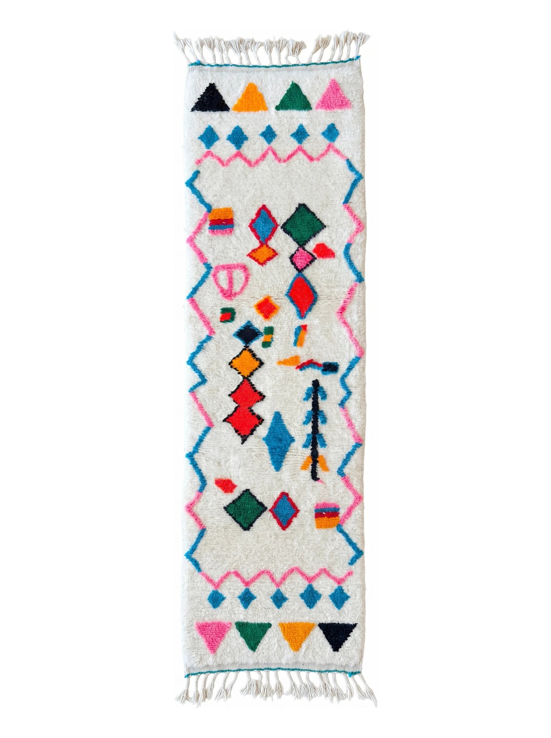 Tapis de couloir berbère coloré 82 x 387 cm, fait main en laine | Tamazi